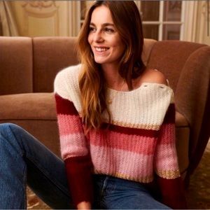 La Maille Sezane | Pink And Red Striped Sweater Small